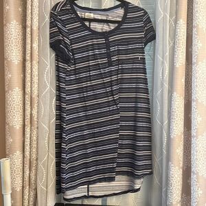 Lucky Brand Sleepshirt Nightshirt Nightie Tunic Blue Stripes Size Medium